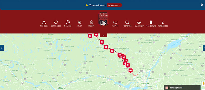 Carte interactive du Ptit Train du Nord